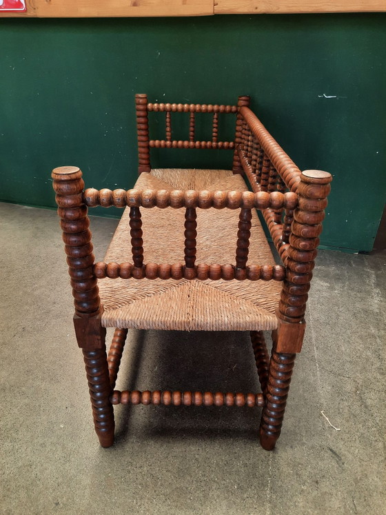 Banc bobine vintage – Bois, Osier (photo 3 of 10)