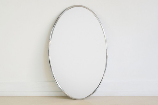 silver oval chrome mirror