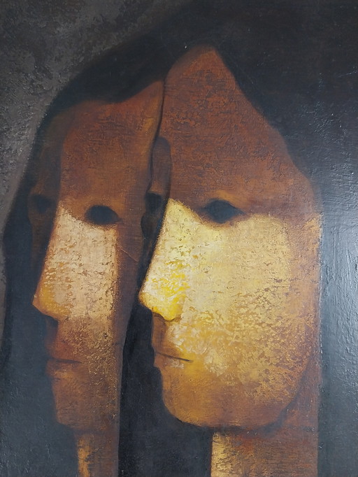 1 x painting stylized ladies signed