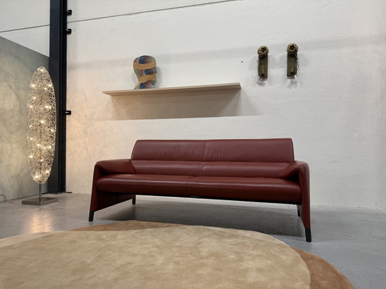 Image 1 of Leolux Felizia 3-Sitzer-Sofa, niedrig, rotes Leder