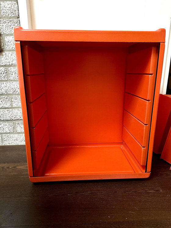 Image 1 of Meurop vintage ladenkast 5 laden Space Age oranje