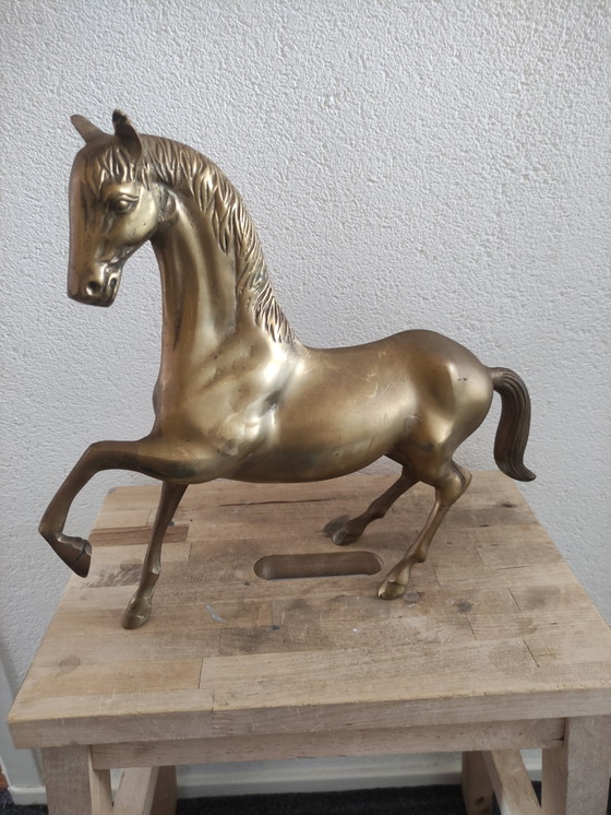 Vintage XL Hollywood Regency Horse - Brass (32 cm) – Sculpture (photo 5 of 5)