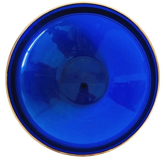 Image 1 of Vintage Barthman kobalt blauw schaal kristal gouden ring 1940's