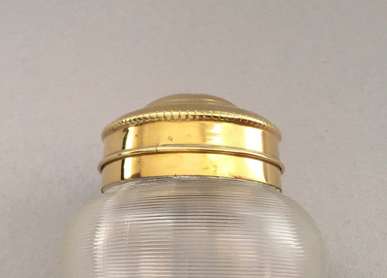 Image 1 of Antica scatola da tè in vetro retinato frisone con tappo in ottone