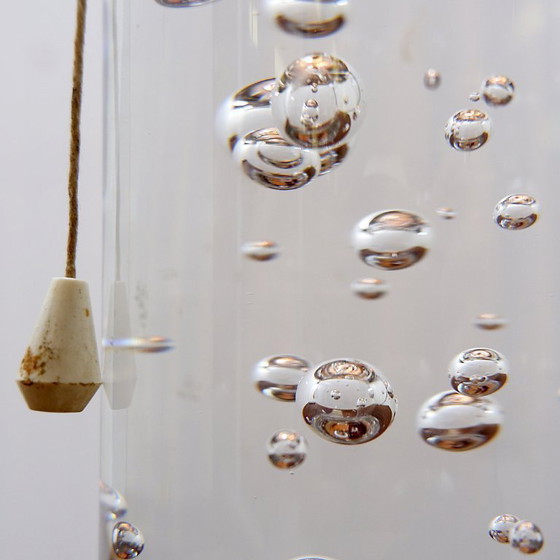 Image 1 of Glass lamp with air bubble pattern, "Daum France" style, circa 1975