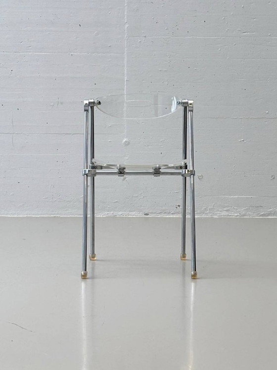 Image 1 of Set of 4 folding chairs made of acrylic by Giancarlo Piretti for Castelli, 1980s