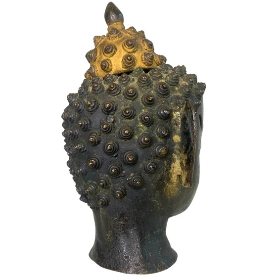 Cabeza de Buda de Bronce - Nepal - Dorado Residual – Esculturas, Bronze, Gold (photo 4 of 21)