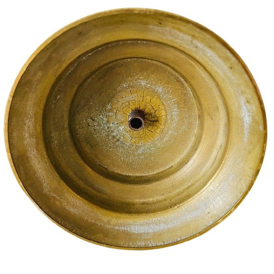 Image 1 of Antique heavy brass ball candlestick 1920's