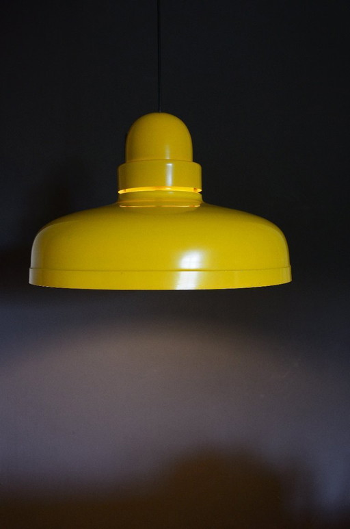 Lámpara colgante antigua de metal amarillo – década de 1970 – totalmente restaurada
