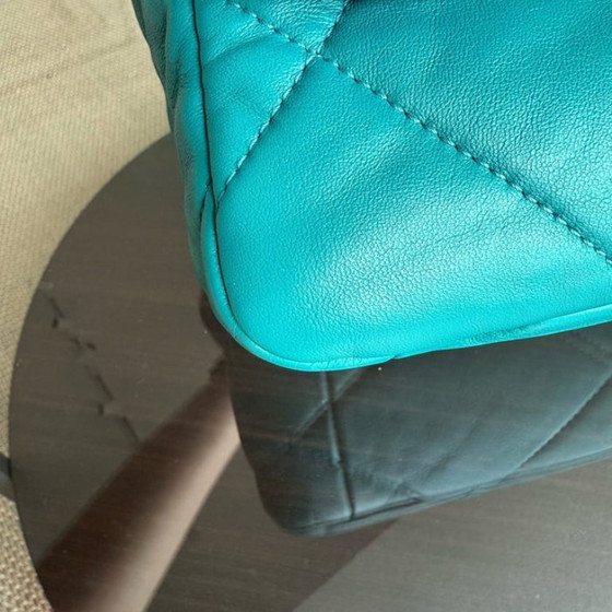 Image 1 of Chanel 19 Bag Small - Quilted Goatskin Green Blue Two-tone Hardware Series 30
