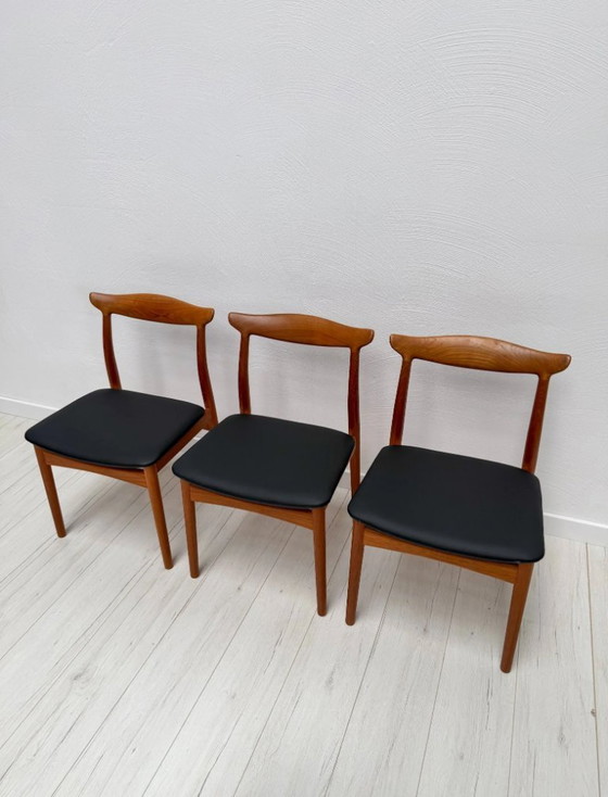 Image 1 of Set van 6 vintage model 112 Deense teakhouten eetkamerstoelen van Erik Wørts voor Vamo Sønderborg, Mid-Century Modern, jaren 196