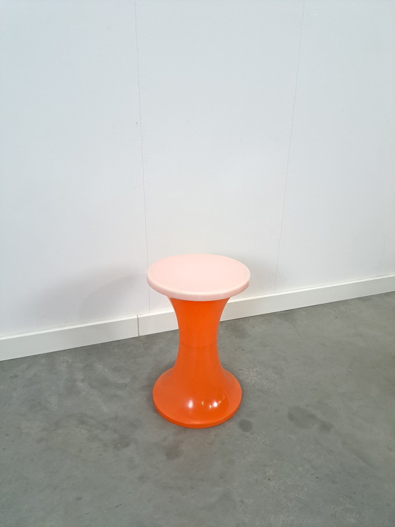 Image 1 of Plastic Stool Orange With White No. 4