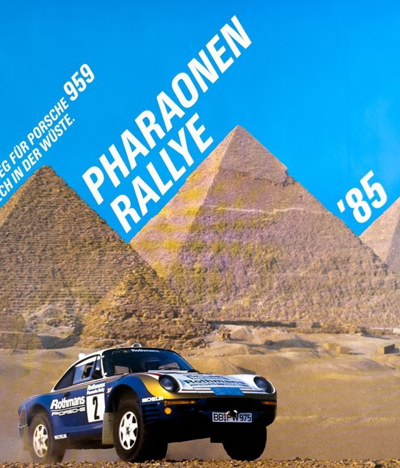 Image 1 of 🚗Original 1985 Porsche 959 Rothmans "Pharaohs Rally" Poster - XL 76 × 102 cm | Erich Strenger | Poster