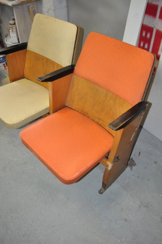 Mid-Century Hungarian 2-Seater Cinema Bench from Szék és faárúgyár, 1950s, Benches, Beige, Mid Century Modern (photo 6 of 8)