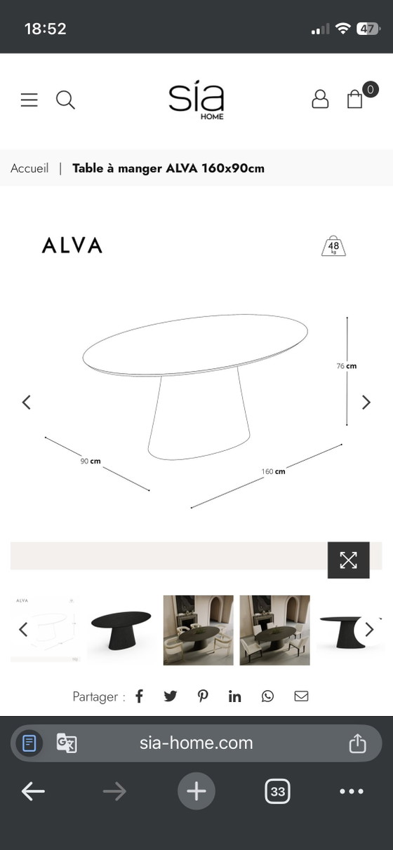 Image 1 of Ovaler Esstisch ALVA 160x90cm – Neu in Originalverpackung | SIA Home
