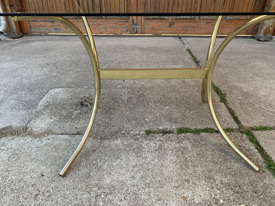 Messing en glazen eettafel, Italië 1970 – Hollywood Regency (photo 2 of 5)