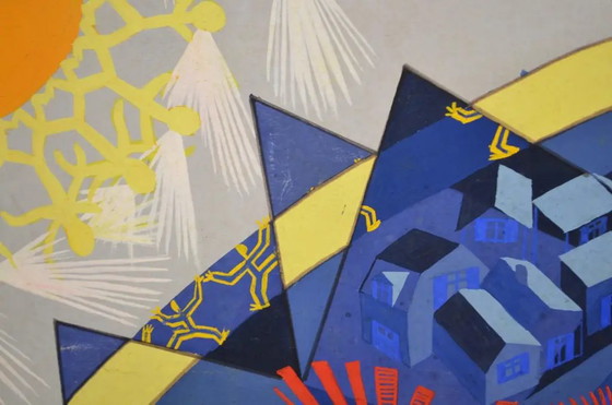 Jean Deldevez, "Il Villaggio Immaginato" Gouache, Firmata in Basso a Destra. – Dipinti e disegni (photo 8 of 10)