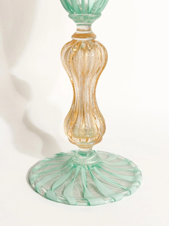 La Murrina Murano Vetro Verde e Foglia d'Oro Vetro, anni '70, Oggetti decorativi (foto 2 di 12)