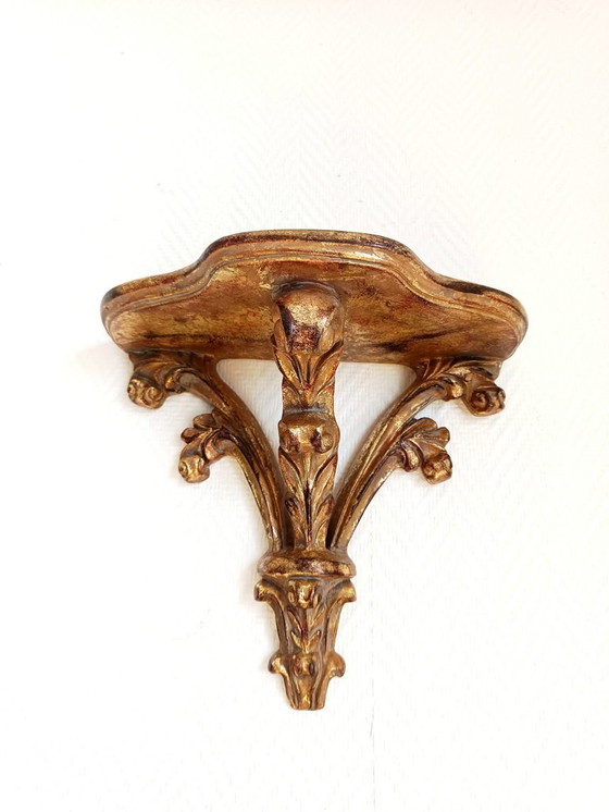 Image 1 of Consolle da parete in legno dorato in stile Luigi XV