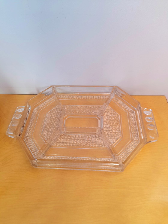 Image 1 of Vorspeisentablett aus Glas im Art-Deco-Stil