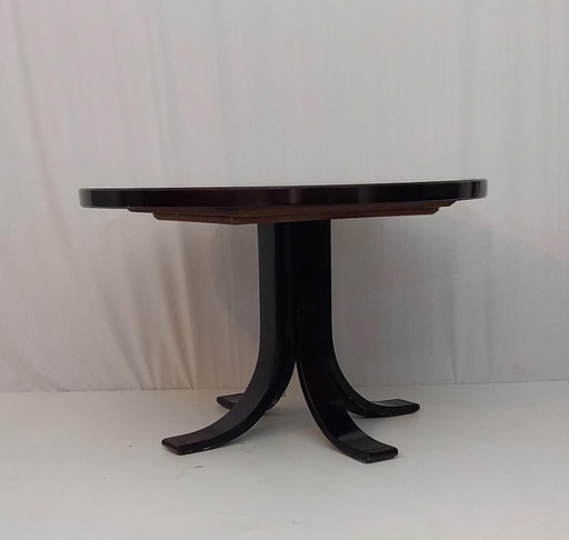 Table ronde en bois à rallonge, années 60