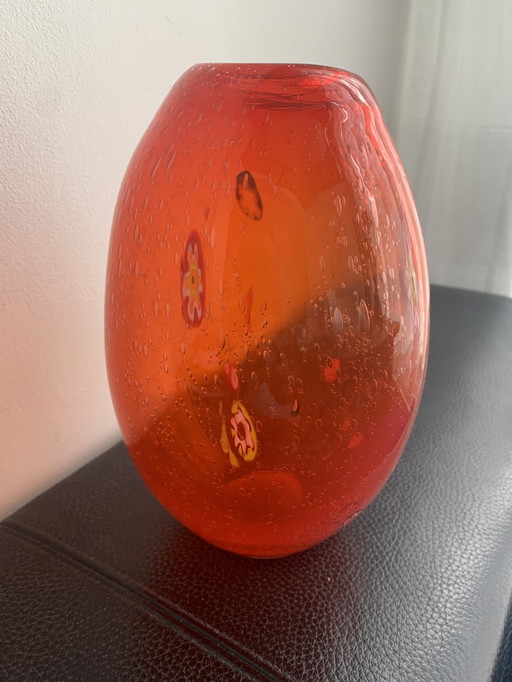 Millefiori handgeblazen vaas 1960