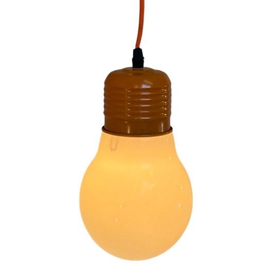 Image 1 of XL / Oversized Bulb Lamp - Milk Glass - Including Ceiling Canopy and Wiring