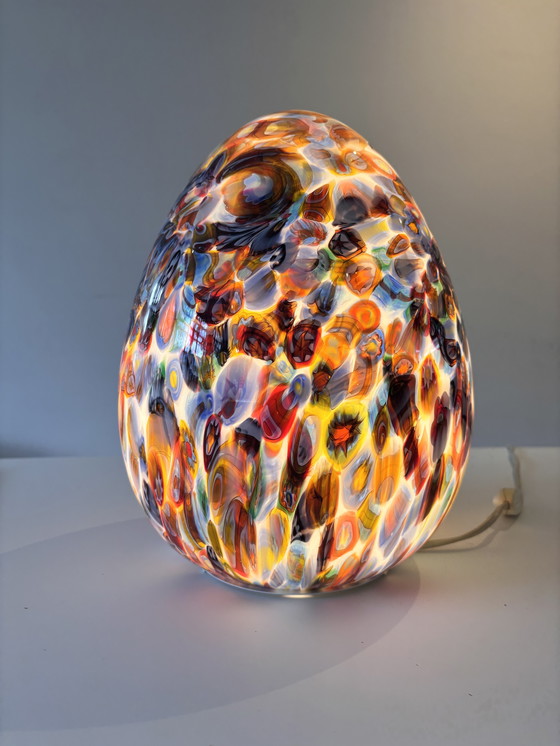 Image 1 of Lampada da tavolo in stile contemporaneo in vetro di Murano veneziano multicolore con murrine Millefiori