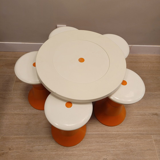 Image 1 of “Tam Tam / Diabolo” Table and Stool Game, After Henry Massonnet, Space Age, 70's – Italy