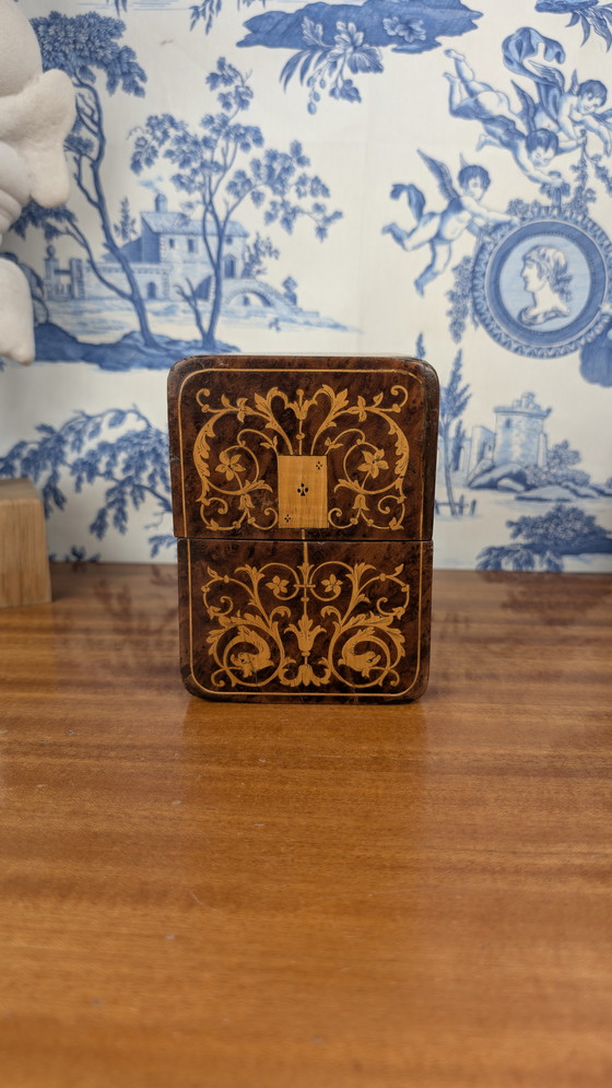 Image 1 of Porta carte in legno e intarsi, decorazione rinascimentale, periodo Napoleone III