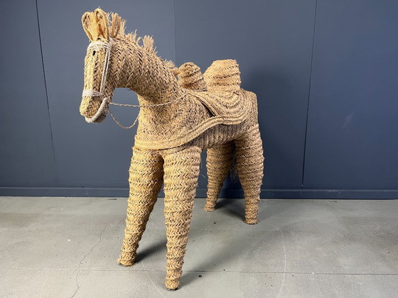 Image 1 of Poney/cheval espagnol vintage en paille, grandeur nature, années 1960