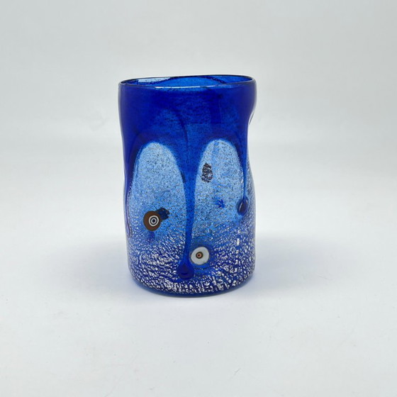Murano Art Glass Tumbler / Vase – Silver Leaf & Murrines – Hand-blown – Glass & Decanter (photo 5 of 20)