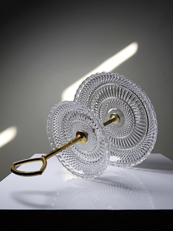 Image 1 of Vintage molded crystal and gilt metal display stand/server from the 1970s-1980s