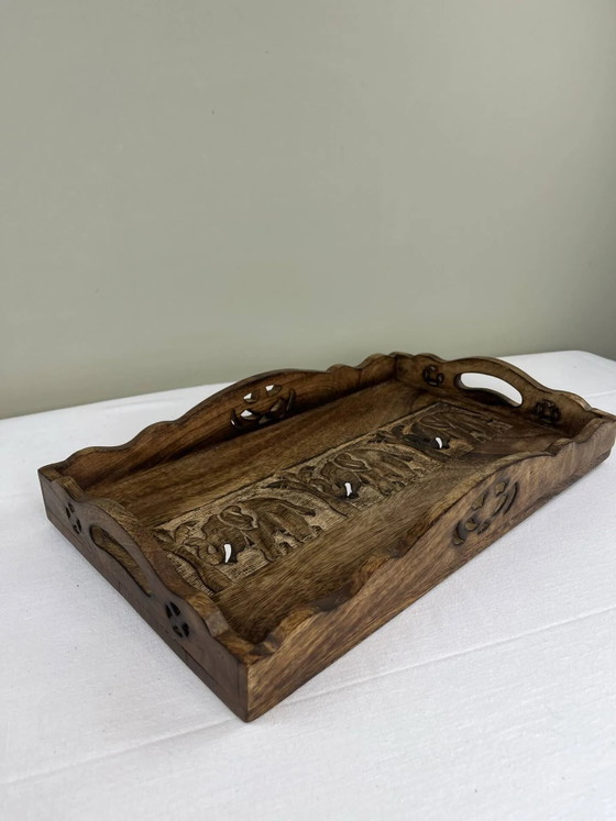 Vassoio decorativo vintage in legno – fregio di elefanti – Accessori da tavola, Wood (photo 8 of 10)
