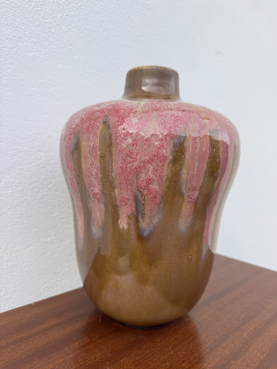 Image 1 of Vaso in gres smaltato rosa Art Déco