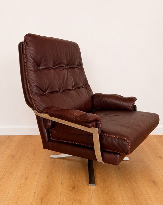 Vintage Retro Arne Norell Lounge Chairs & Stools in Burgandy Leather – Armchairs (photo 9 of 13)