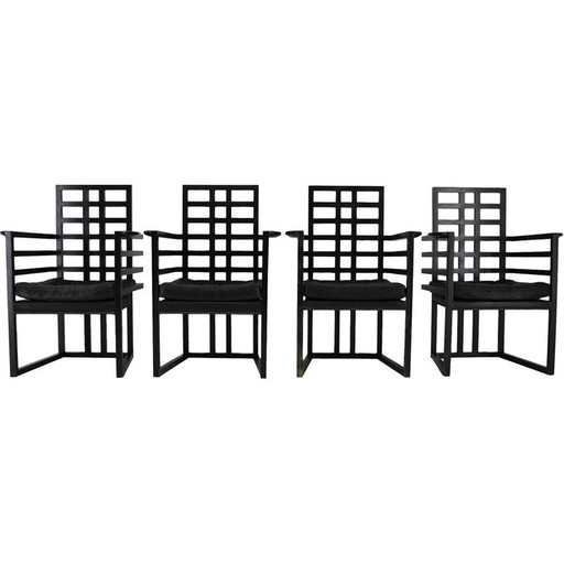 Ensemble de 4 fauteuils vintage Armloffel de Josef Hoffmann pour Wittmann, Autriche