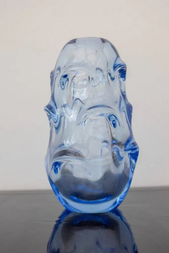 Image 1 of Vase vintage en cristal moderne bleu pâle par Börne Augustsson pour Åseda