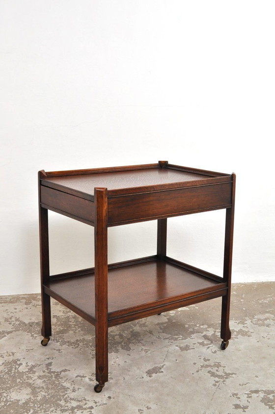 Image 1 of Chariot ancien en chêne avec tiroir, années 1920