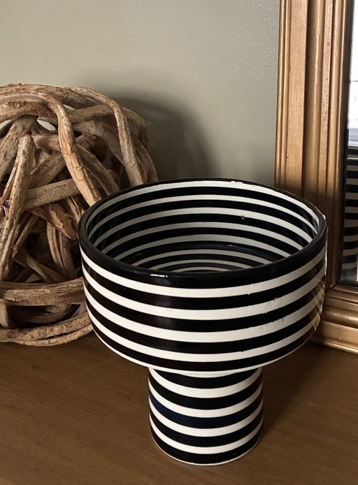 Marokkaanse gestreepte keramische schaal of vaas (XL)