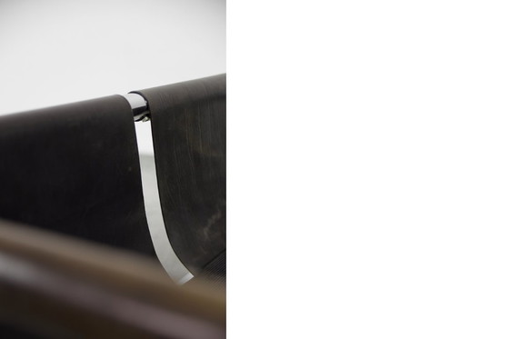 Image 1 of Vintage Brutalistische Buisvormige Metalen en Lederen Bauhaus Minimalistische Sofa 1950