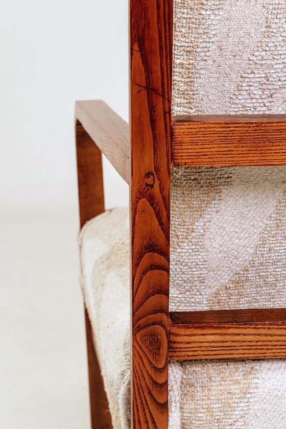 Image 1 of Sedie e tavolini vintage in legno jacquard beige