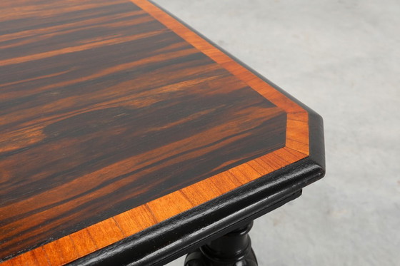 Image 1 of 19th Century English side table with geometric wood inlay by John Taylor & Sons