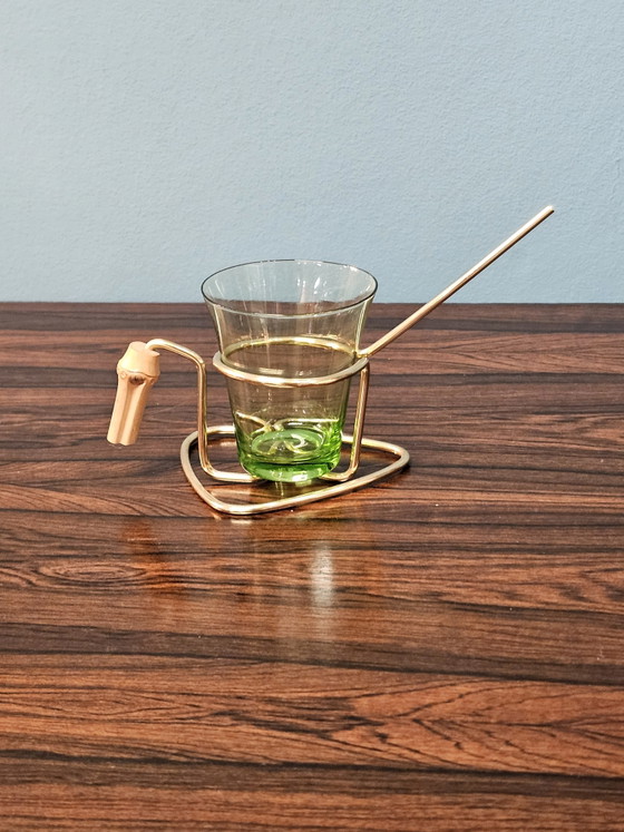 Vintage Snackrekje Groen Glaas Messing Houder – Glazen & Karaffen, Glass (photo 3 of 5)