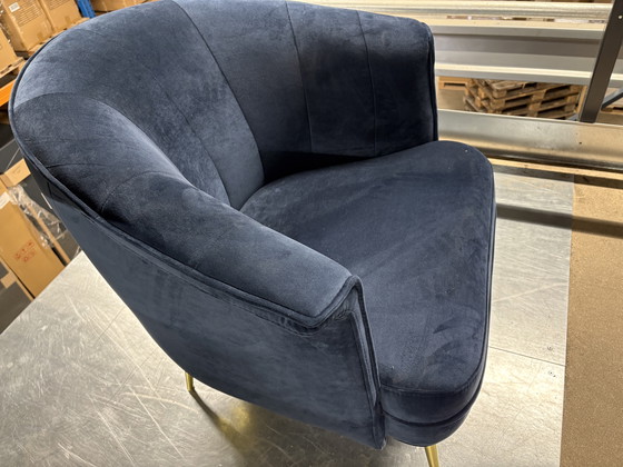 Image 1 of Blue Bronix71 Velvet armchair Amy