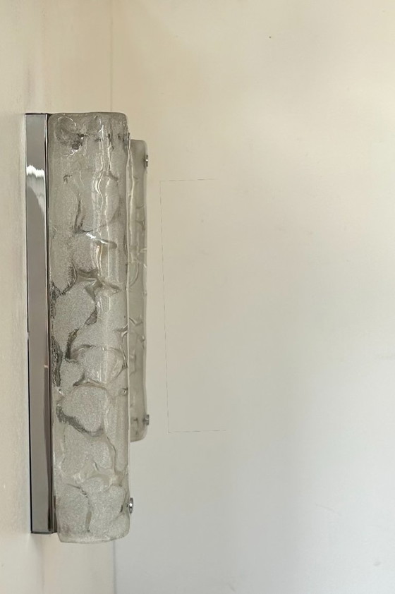 Image 1 of Paire d'appliques vintage en verre murano et métal chromé, Italie, 1960