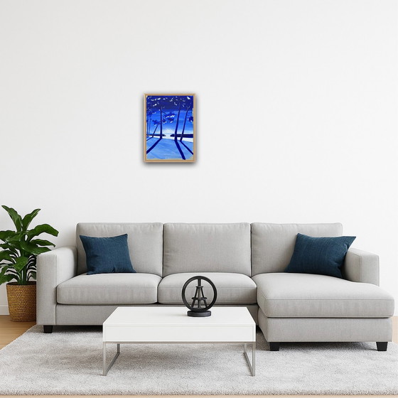 Image 1 of Ultramarine blue acrylic on cardboard with a gesso/acrylic ground.
Size: 40 x 30 cm.