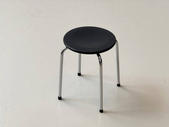 Image 1 of Tabouret à structure chromée et assise en bois, par Zingg-Lamprecht, années 1970