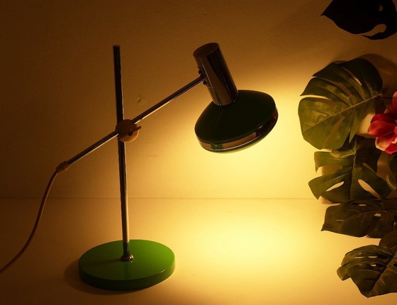 Image 1 of Lampada da tavolo vintage, lampada UFO dell'era spaziale, anni '60/'70, lampada da ufficio verde
