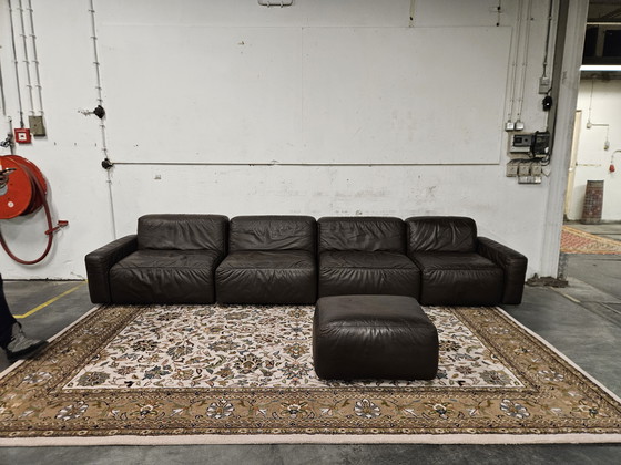 Image 1 of Divano modulare in pelle di design marrone scuro anni '70